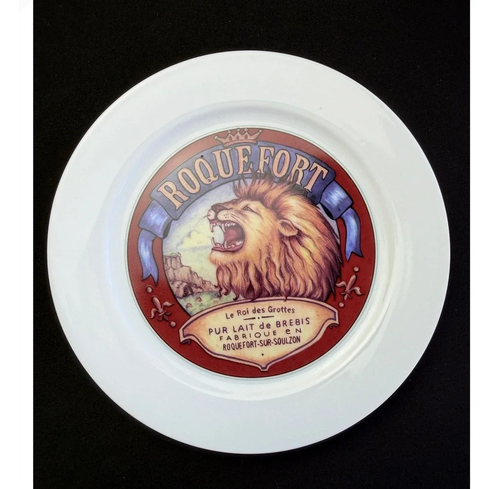 Restoration Hardware Roquefort Lion Cheese Plate 8.25